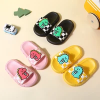 2022 new children slippers summer boys and girls indoor and outdoor beach shoes cartoon cute dragon checkerboard beach shoes pvc