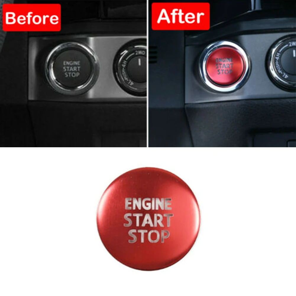 

1pcs Start Engine Button Cover Sticker Aluminum Alloy Perfect Match For Toyota Tacom 2016-20 Anti-corrosion Fading Protection