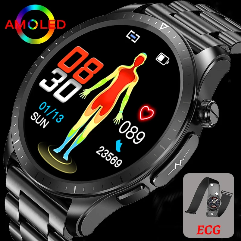 

LIGE New Blood Glucose Monitor Health Smart Watch Men Women ECG+PPG Blood Pressure Thermometer IP68 Waterproof Sport Smartwatch