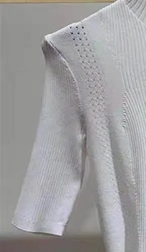 

Женский свитер, вязаный пуловер с коротким рукавом и высоким воротником