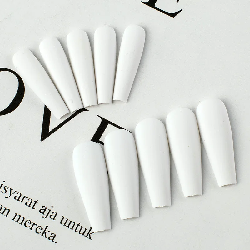 Матовые накладные ногти с полным покрытием прессом для балета Длинные