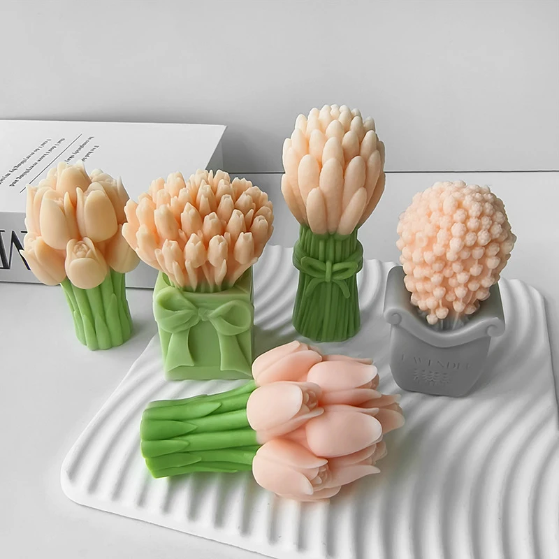 3D ведро тюльпана силиконовая форма сделай сам цветы ароматическое мыло ручная
