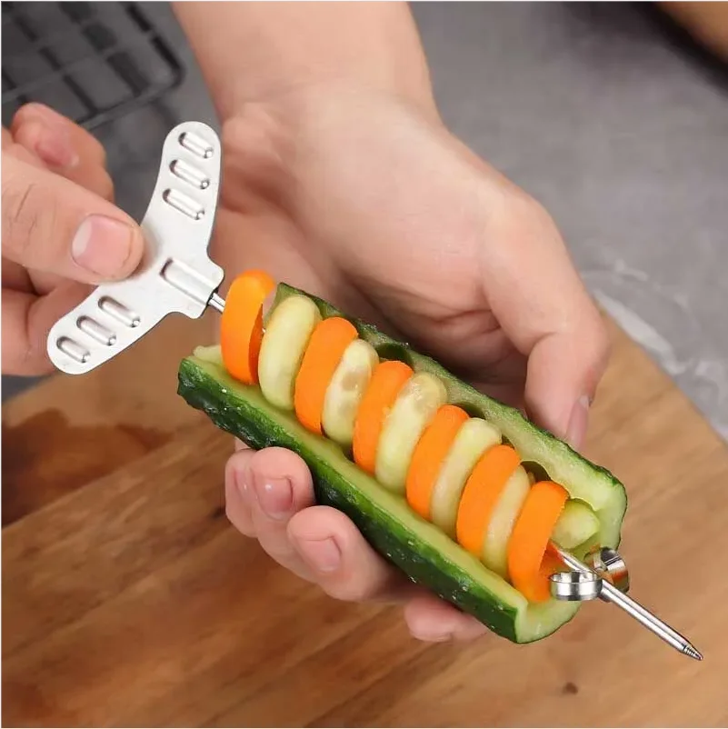 

304 Stainless Steel Vegetable Spiral Coiler Spiral Knife Creative Cucumber Spiral Coiler Kitchen Plate Decoration Tool