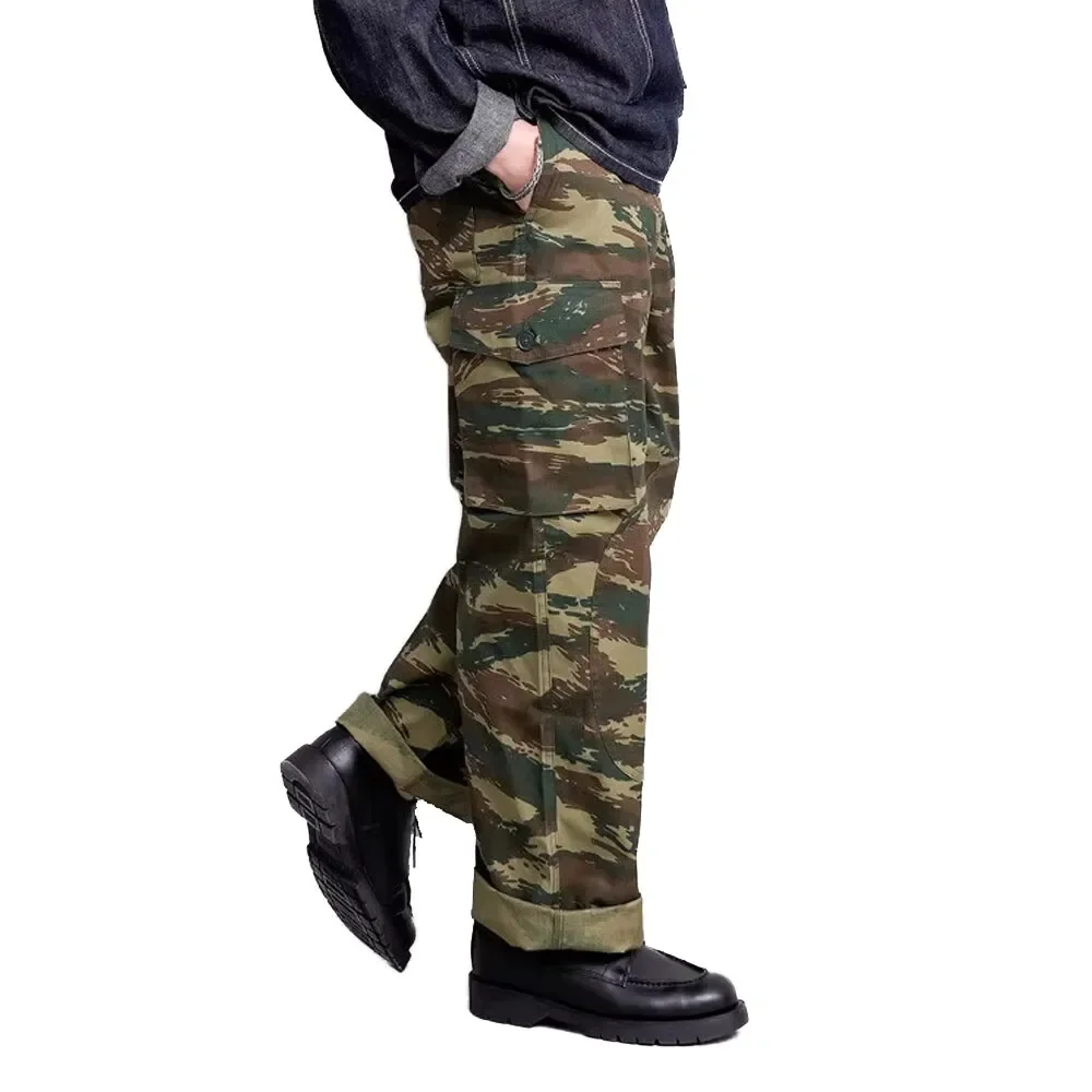 Повседневные спортивные штаны в стиле ретро цвета хаки камуфляжный свободный