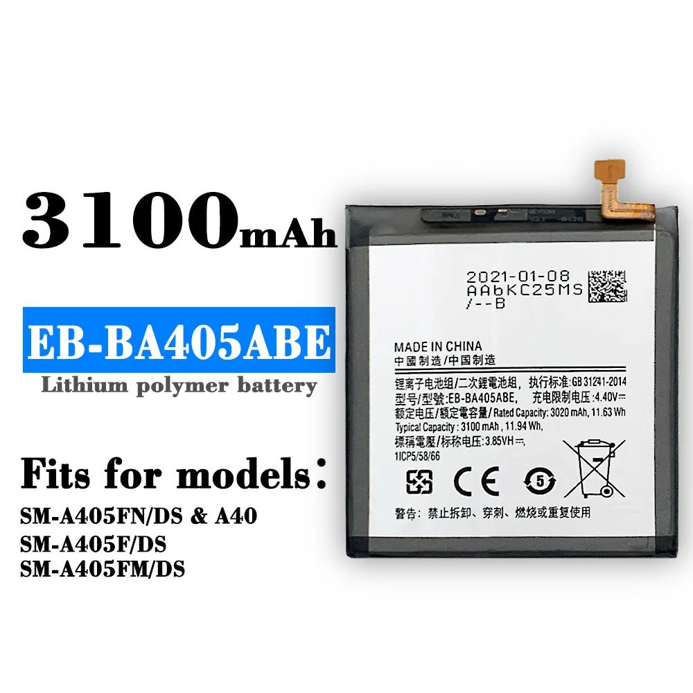 

SAMSUNG Original EB-BA405ABE EB-BA405ABU 3100mAh battery For SAMSUNG Galaxy A40 2019 SM-A405FM/DS A405FN/DS GH82-19582A