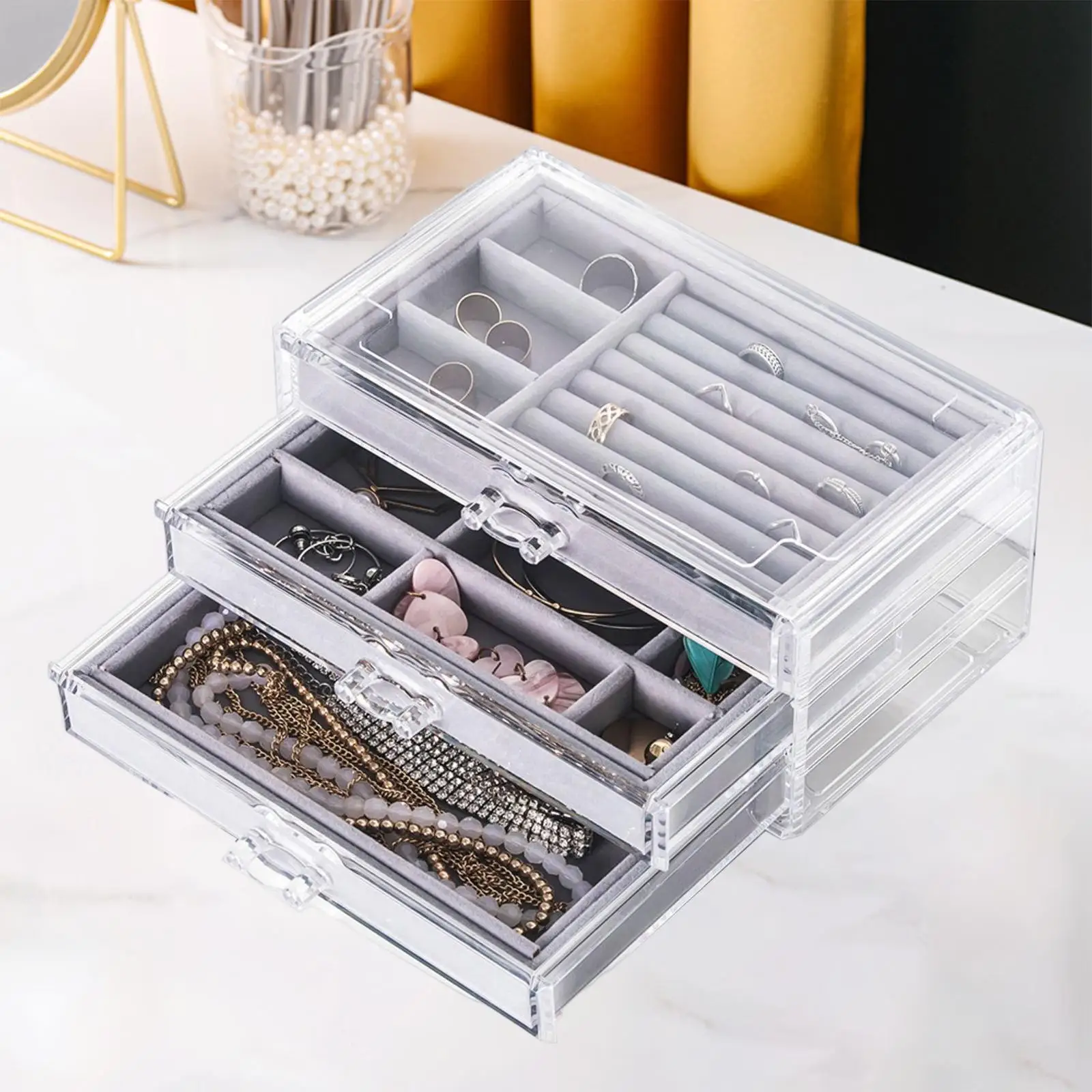 

Transparent Jewelry Storage Box Multifunctional for Bangle Brooches Necklace
