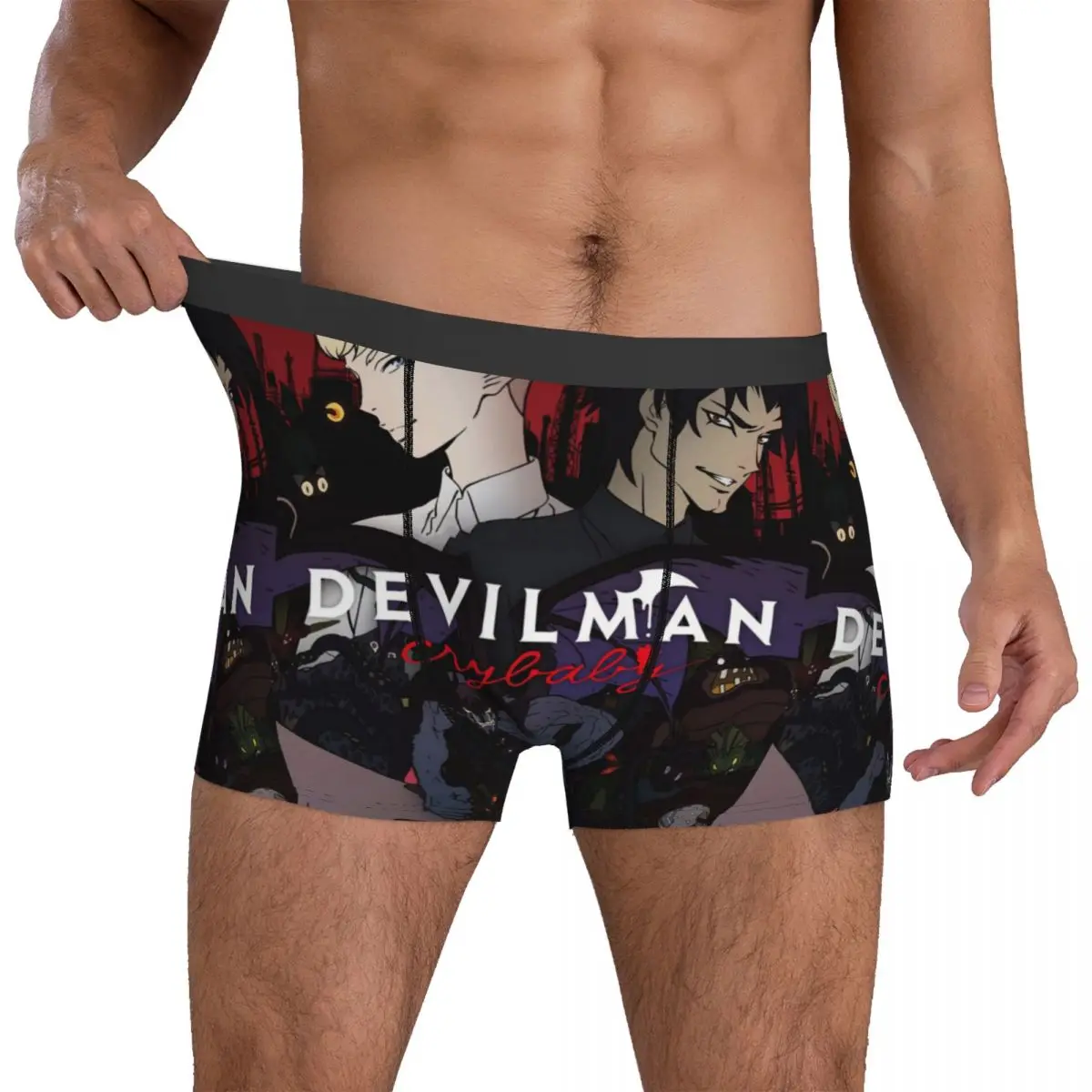 Devilman Crybaby Anime Underwear manga akira fudo graphic Males Panties Print Comfortable Trunk Hot Boxer Brief Plus Size
