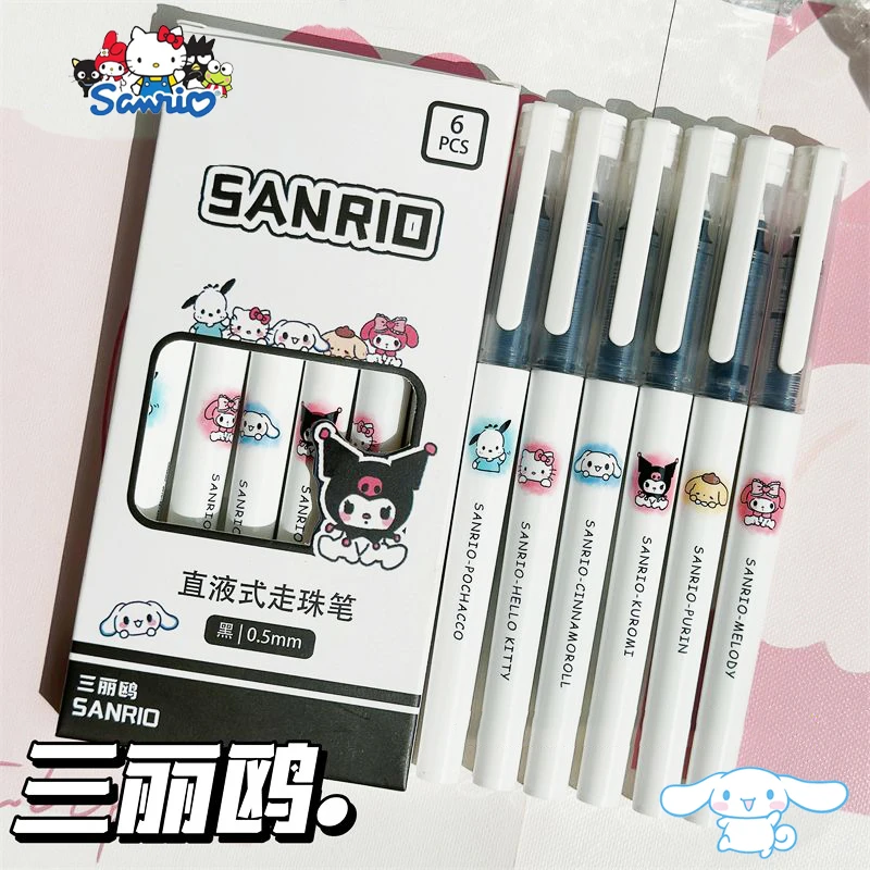 

6 шт. Sanrio Kuromi нейтральная ручка Kawaii Cinnamoroll Hello Kitty вещи милые Мультяшные ученики для письма канцелярские Игрушки для девочек