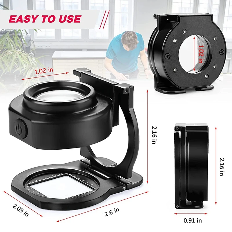 ГОРЯЧАЯ ПРОДАЖА 25-кратная лупа с 6 лампами USB-трехскладная настольная портативная