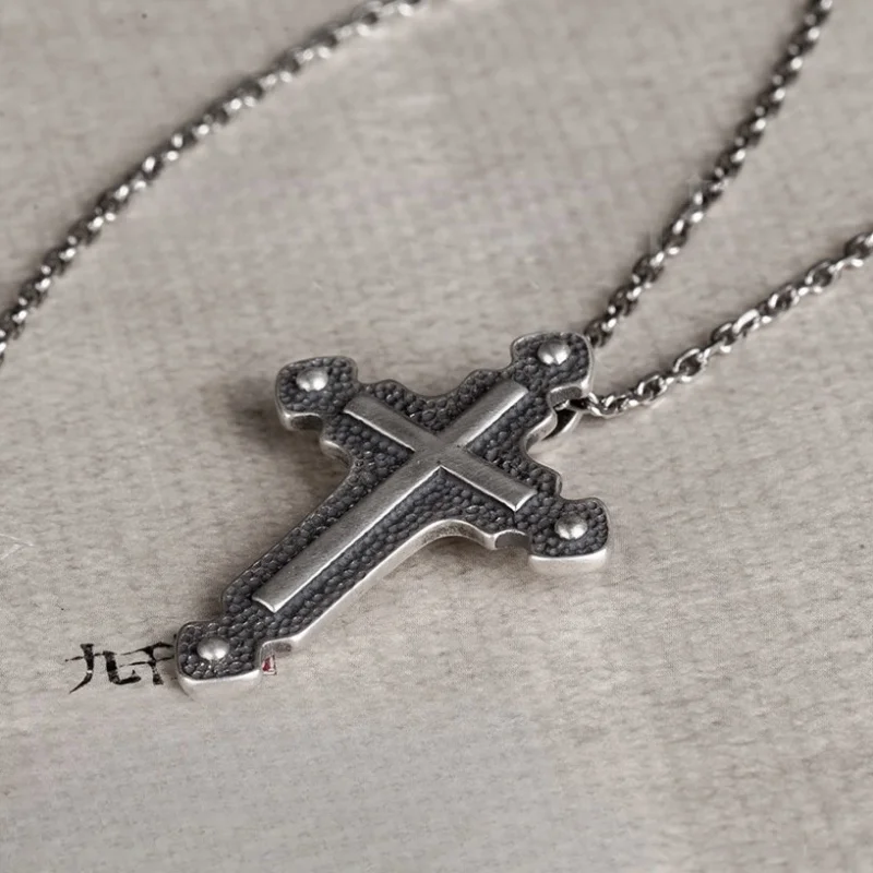 BOCAI S925 стерлингового серебра подвески для женщин и мужчин ретро креативный крест