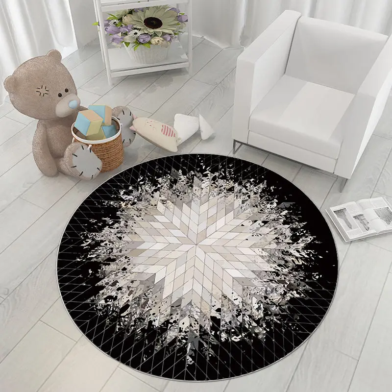 

Art Abstract Round Carpets for Bed Room Living Room Decoration Home Modern Coffee Tables Chair Mat Bedside Floor Mats Washable