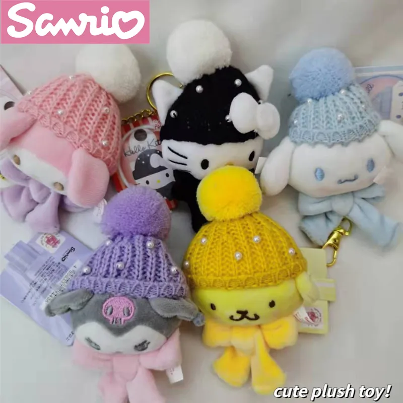 

Мультяшная японская вязаная шапка Sanrio серии Kuromi Cinnamoroll Mymelody Pachacco милая плюшевая кукла