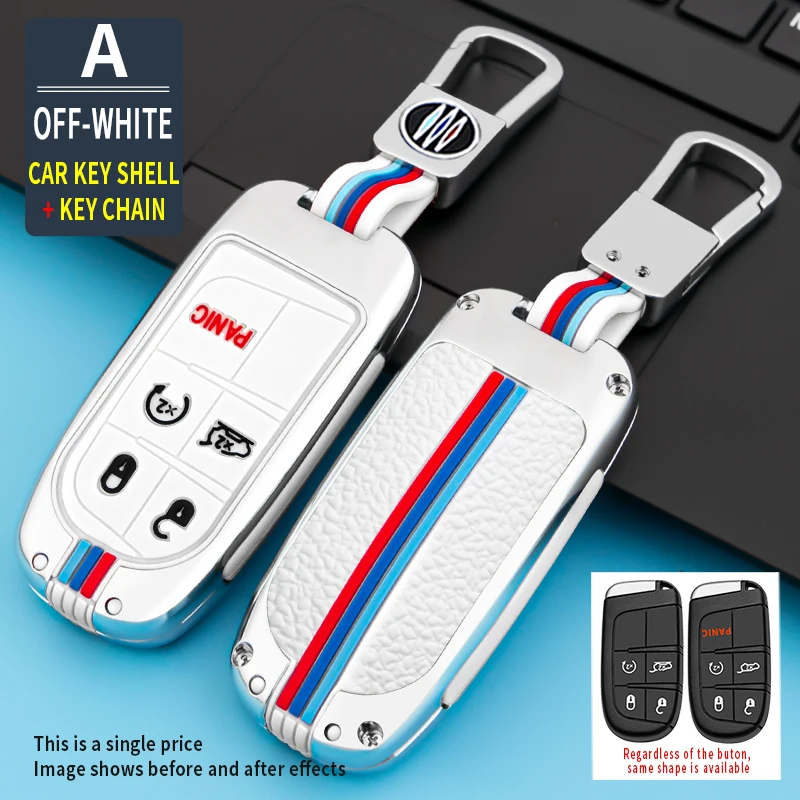 

For Dodge Fob Renegade Compass Grand Cherokee Chrysler 300C Wrangler Zinc Alloy Silica Gel Car Key Case Shell Buckle Luminous