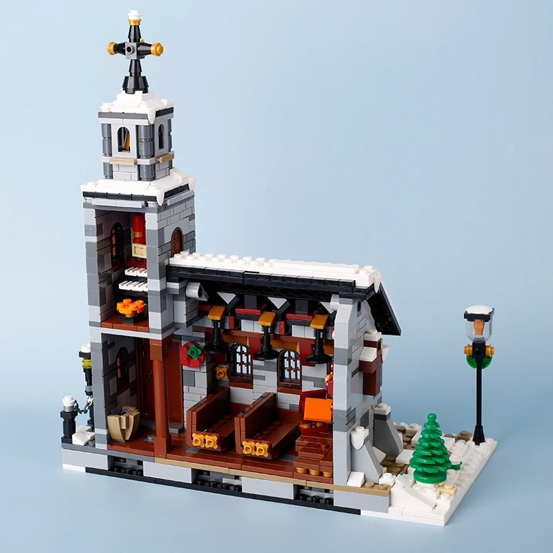 Рождественские украшения для города снега церкви цветочный венок строительные