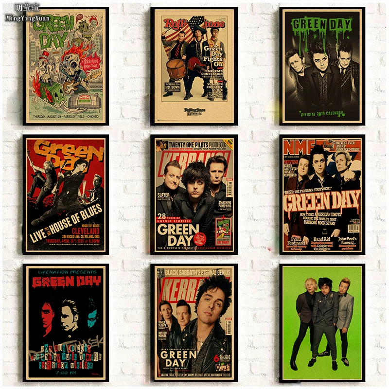 

Винтажный Ретро зеленый/День Рок-Группа Музыка Гитара матовая крафт-бумага античный постер настенный стикер домашний Декор подарок