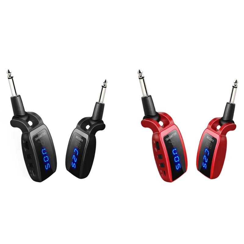 

UHF Wireless Guitar Transmitter Receiver System Built-In Rechargeable Battery 164 Feet Audio Transmitter