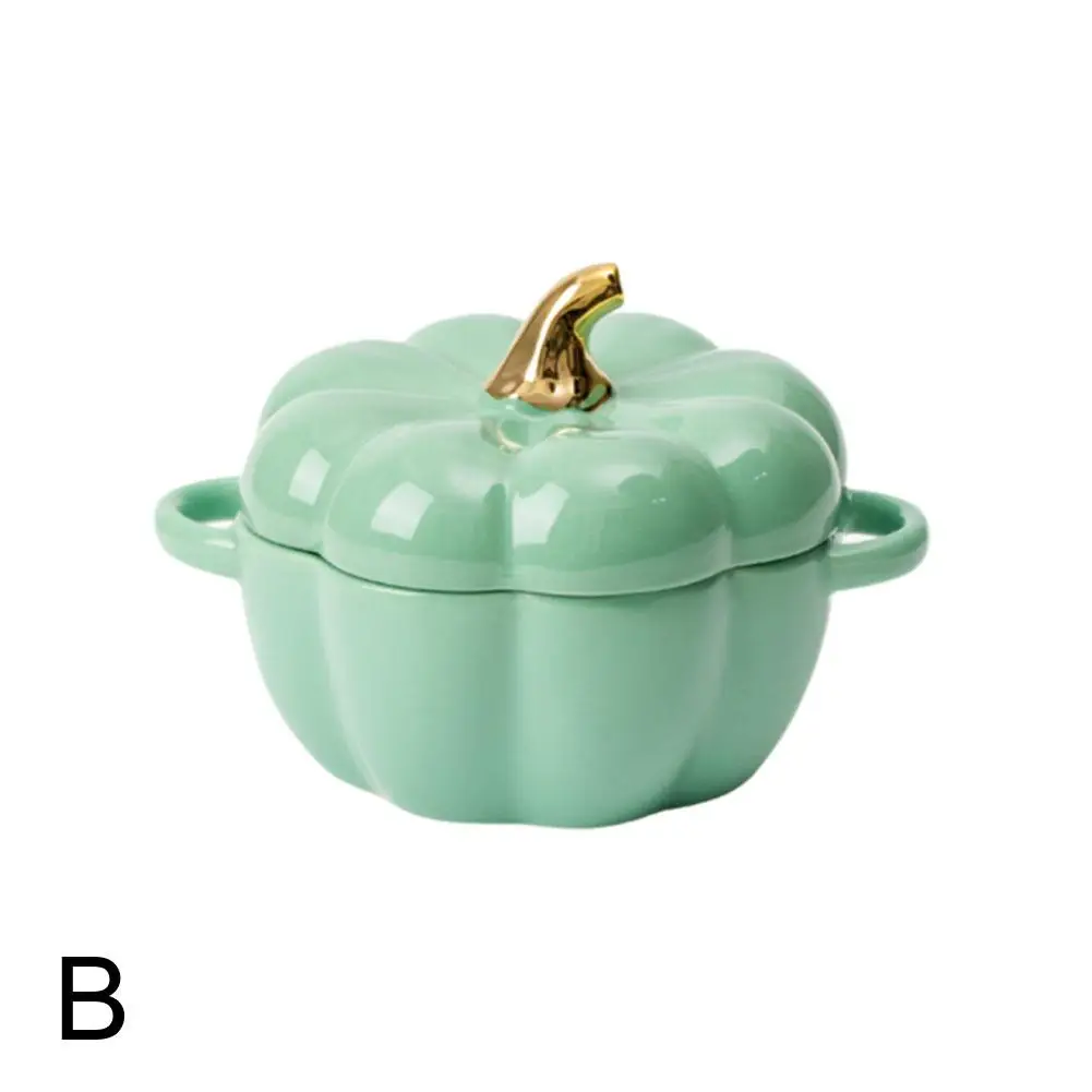 Милая чашка для тушения с тыквой и крышкой керамическая миска лапши десерта