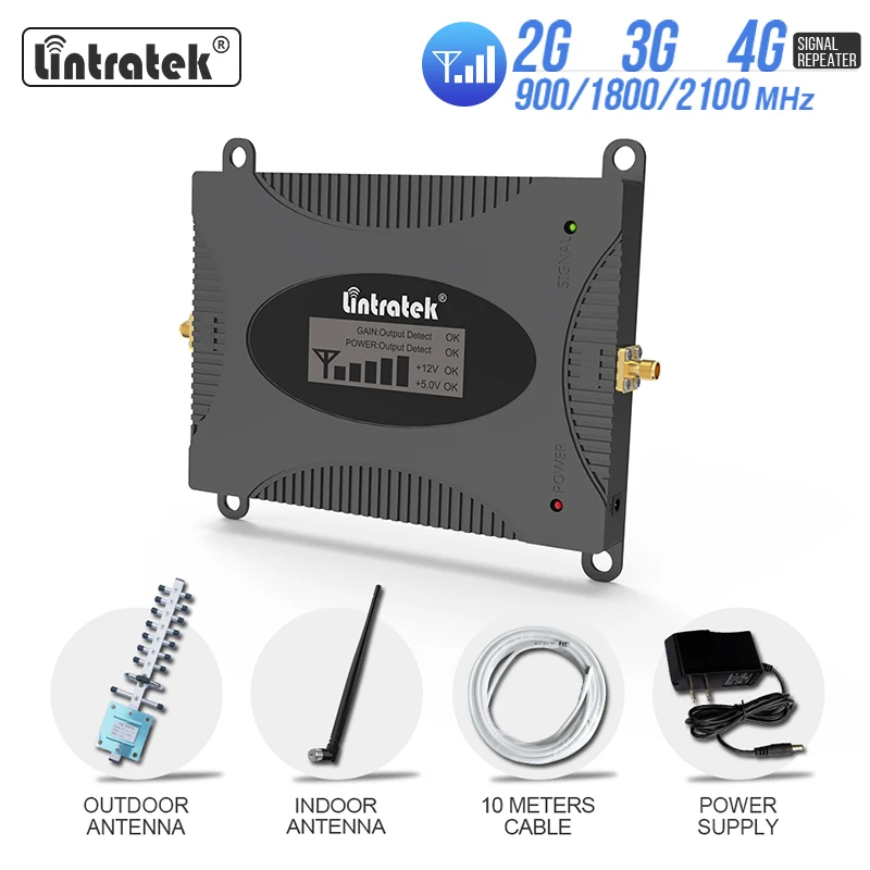 Ретранслятор Lintratek LTE 4G 1800 МГц GSM 900 усилитель сотовой связи 2G 3G DCS WCDMA 603-b3 сигнала