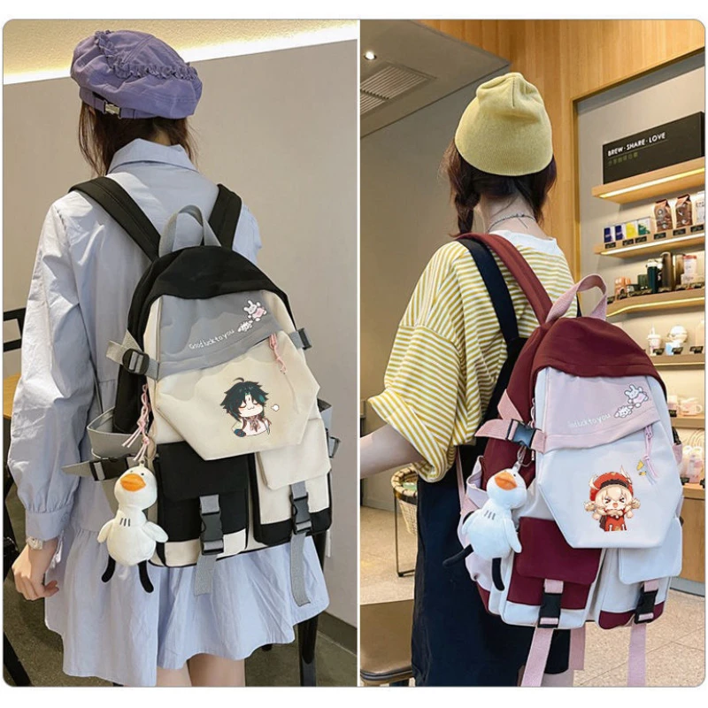 

Anime Genshin Impact Backpack Knapsack Packsack School Student Book Zipper Laptop Travel Bags For Kids