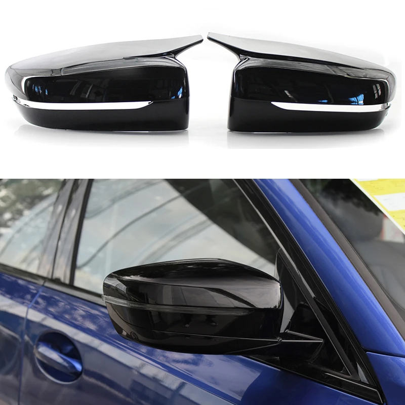 

2pcs Gloss Black/Carbon fiber Horn Wing Mirror Cover Driver Passenger Caring Personal Cars Accessories for BMW 3 Series G20 G30