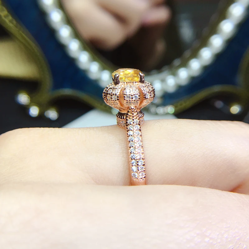 Роскошное 925 бриллиантовое кольцо 8 мм 2ct VVS класс натурального цитрина для