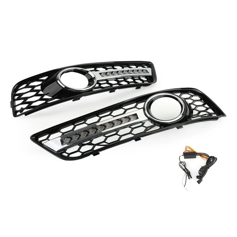 

Pair Front Bumper LED Fog Light Grill Lamp Trim Fits for 2008-2013 - A3 8P0807682J / 8P0807681AA