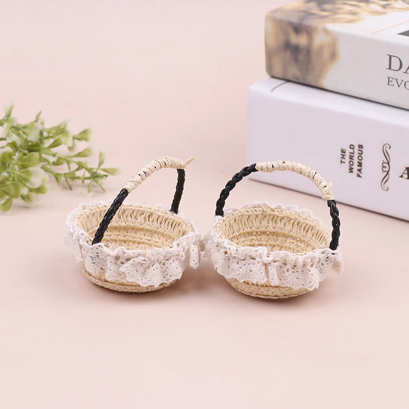 

Dollhouse Hand-woven Flower Baskets Mini Furniture Basket Dollhouse Picnic Basket Dollhouse Accessories Kid Gifts