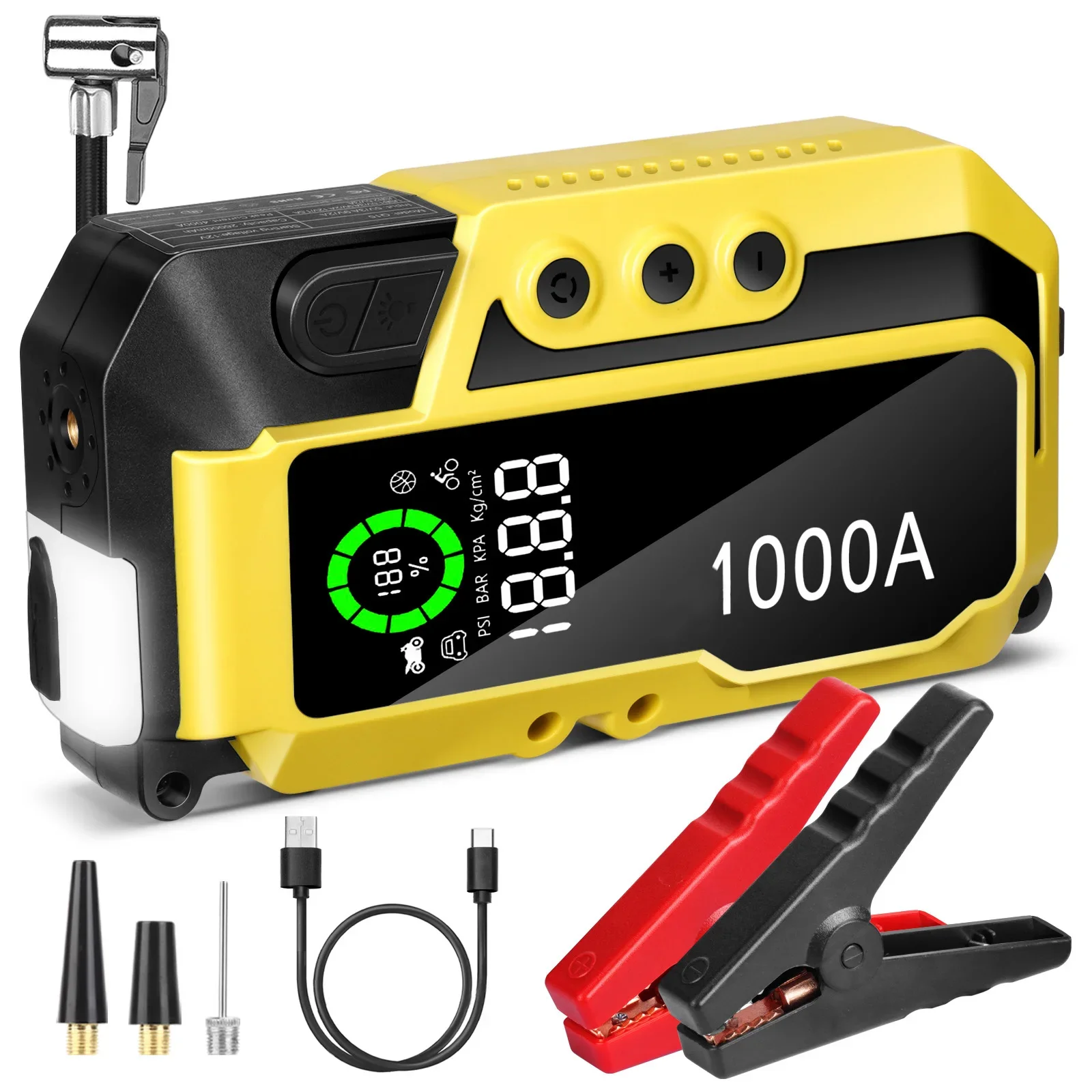 Аварийный усилитель стартеры с воздушным насосом накачивающий шины портативный