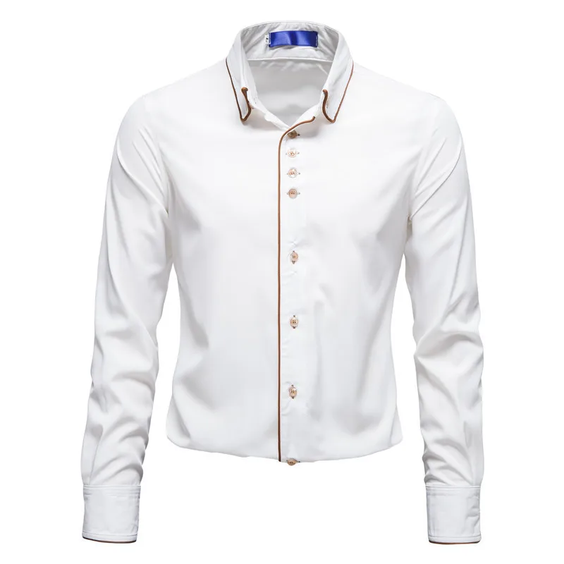 

Рубашка мужская с длинным рукавом, на пуговицах, однотонная