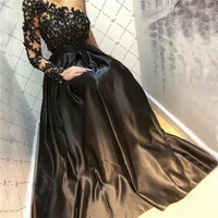one shoulder prom dresses beaded lace applique sexy women wear evening party gowns a line satin special banuqet for ladies