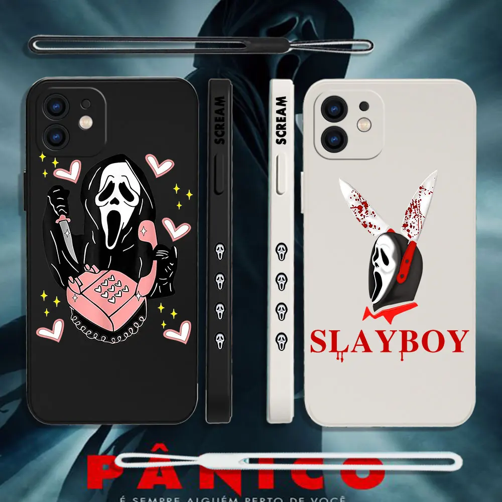 

Ghostface Horror Scream Art Phone Case For Samsung Galaxy S23 S22 S21 S20 Ultra FE S10 4G S9 S10E Note 20 10 9 Plus With Lanyard