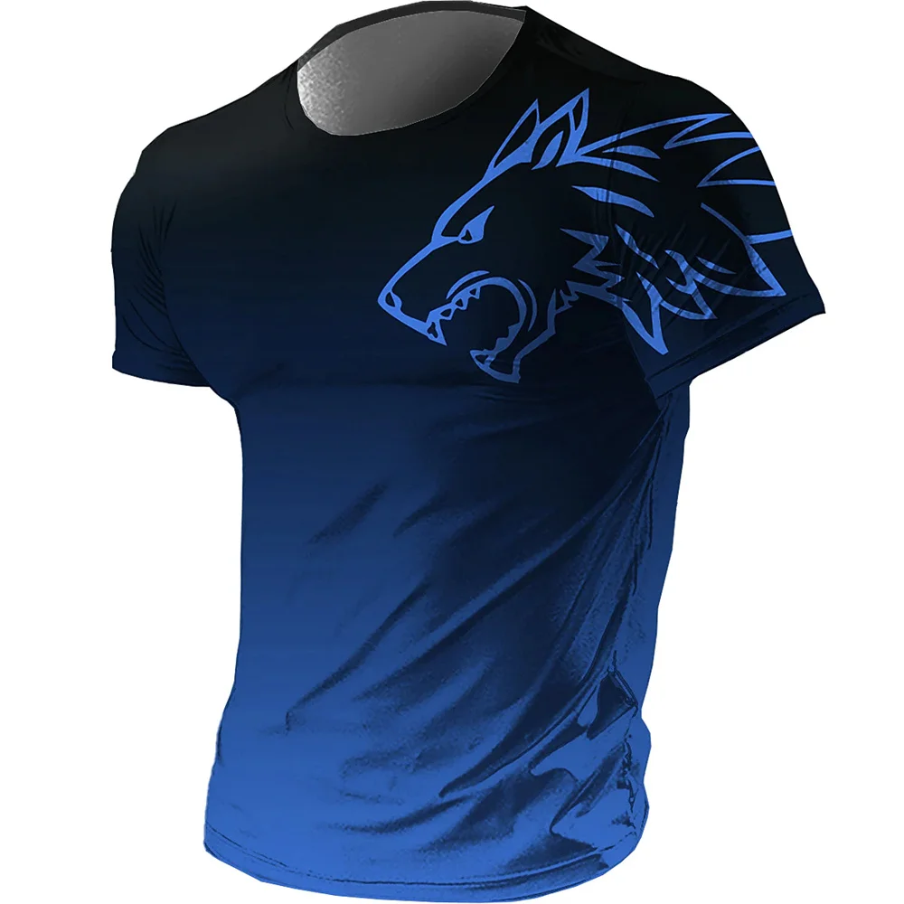 

Летняя мужская повседневная спортивная рубашка в стиле ретро, Мужская футболка с круглым вырезом, дизайнерский уличный топ с коротким рукавом и 3D-принтом животного волка