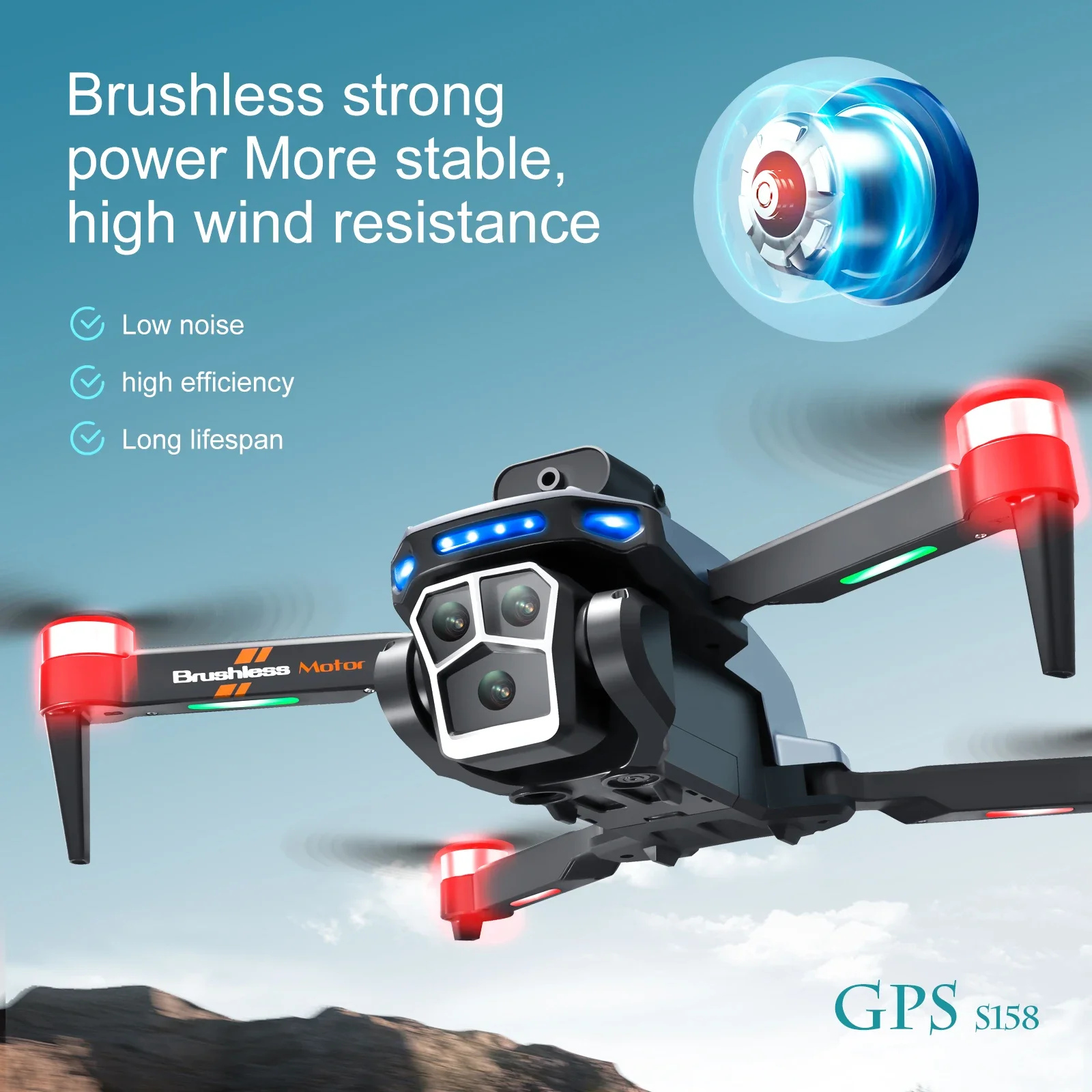 Фото 2025 S158 GPS Дрон Управление экраном Складная 8K HD камера 5G Бесщеточный GPS Дрон с оптическим позиционированием потока Квадрокоптер Игрушка №5