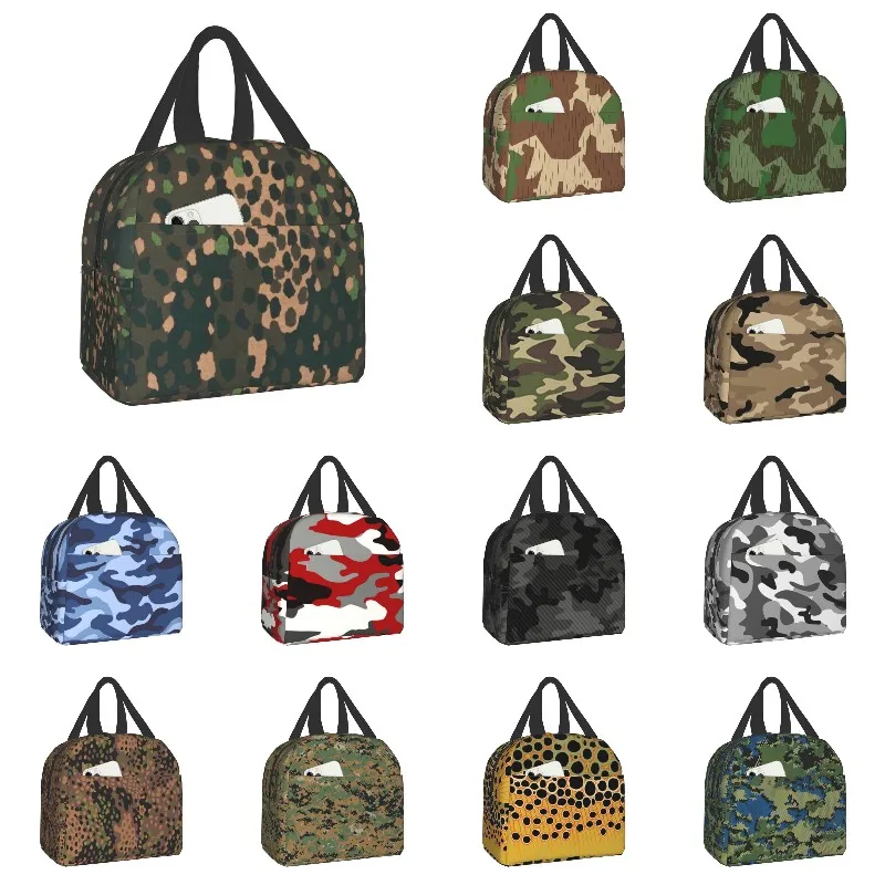 Erbsenmuster Pea Dot Camo Lunch Bag Thermal Cooler Insulated Bento Box for Kids School Food Military Camouflage Lunch Bags