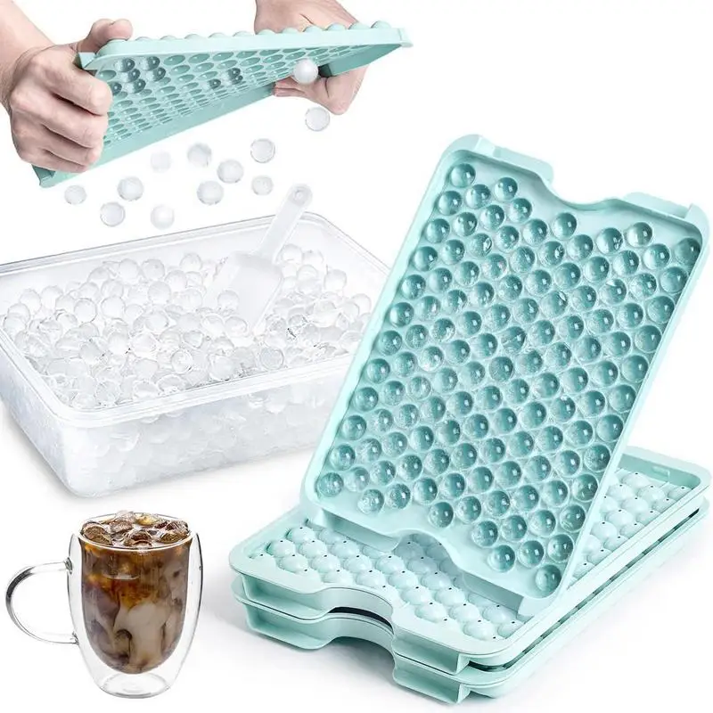 

Food-grade PP Small Ice Cube Trays For Freezer Ice Ball Maker With Ice Shovel And Large Capacity Storage Bin Ice Mold Tool
