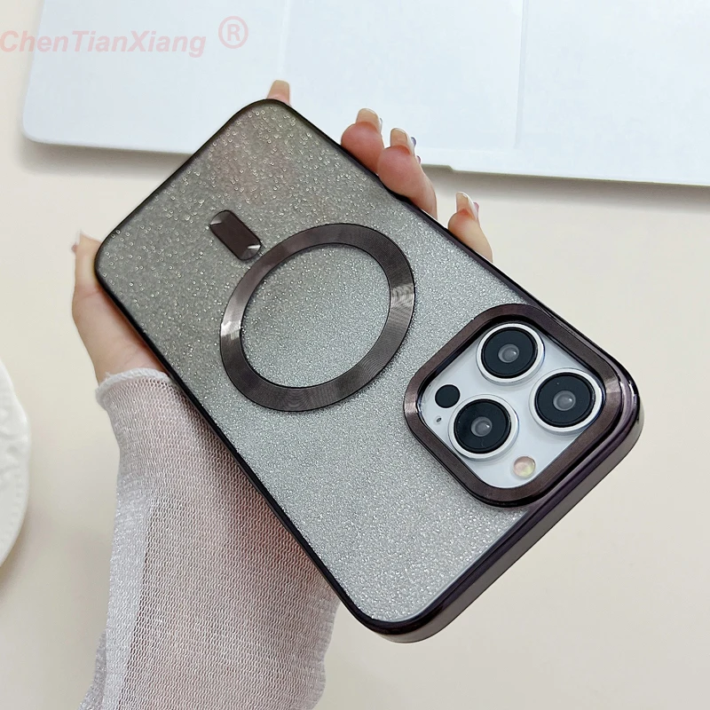 

Gradient Glitter Electroplate Case For Magsafe iPhone 14 13 12 11 Pro Max Plus 11 13 12 14 Wireless Charge Phone Protector Cover