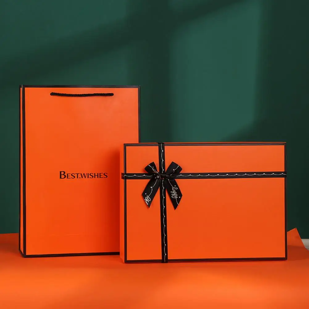 Practical Orange Baby Shower Anniversary Day Present Packing Box For Storage Gift Bag Paper Bowknot Gift Box