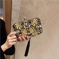 2022 high quality women embroidery flowers wedding clutch bags tassel chain shoulder bags mini wallets drop shipping