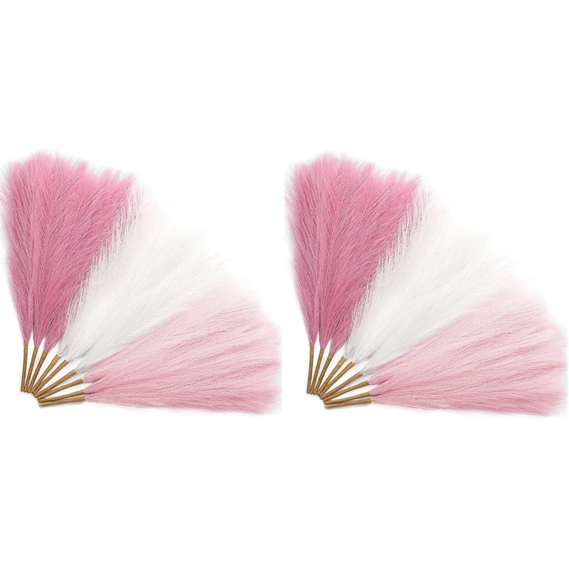 

18Pcs Pampas Grass Pink 17.7 Inch, Artificial Pampas Grass Faux Pink Pompas Grass Decor, Grass Blush Boho Decoration