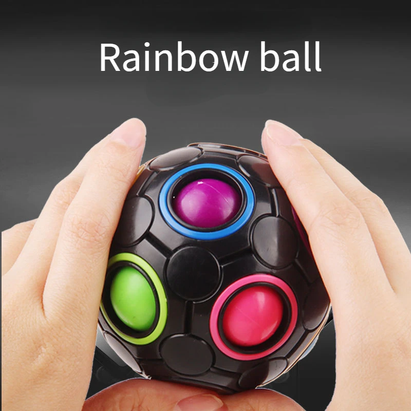 

Rainbow Ball Decompression 360° Rotating Ball Puzzle Round Twelve-hole Color Ball Intelligence Palm Ball Toy