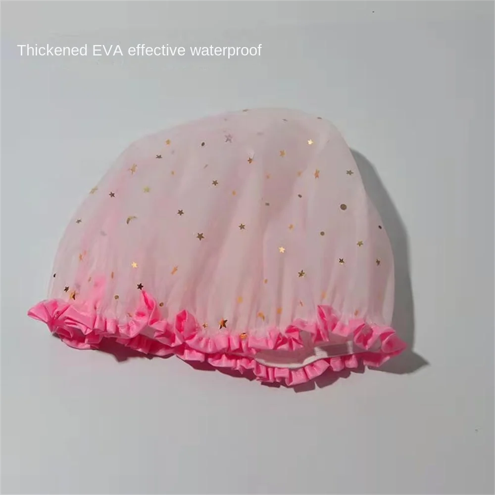 

Stretchy Hats Thickened Elastic Shower Cap Hotel Waterproof Hair Cover Waterproof Shower Cap Bathroom Spa Caps