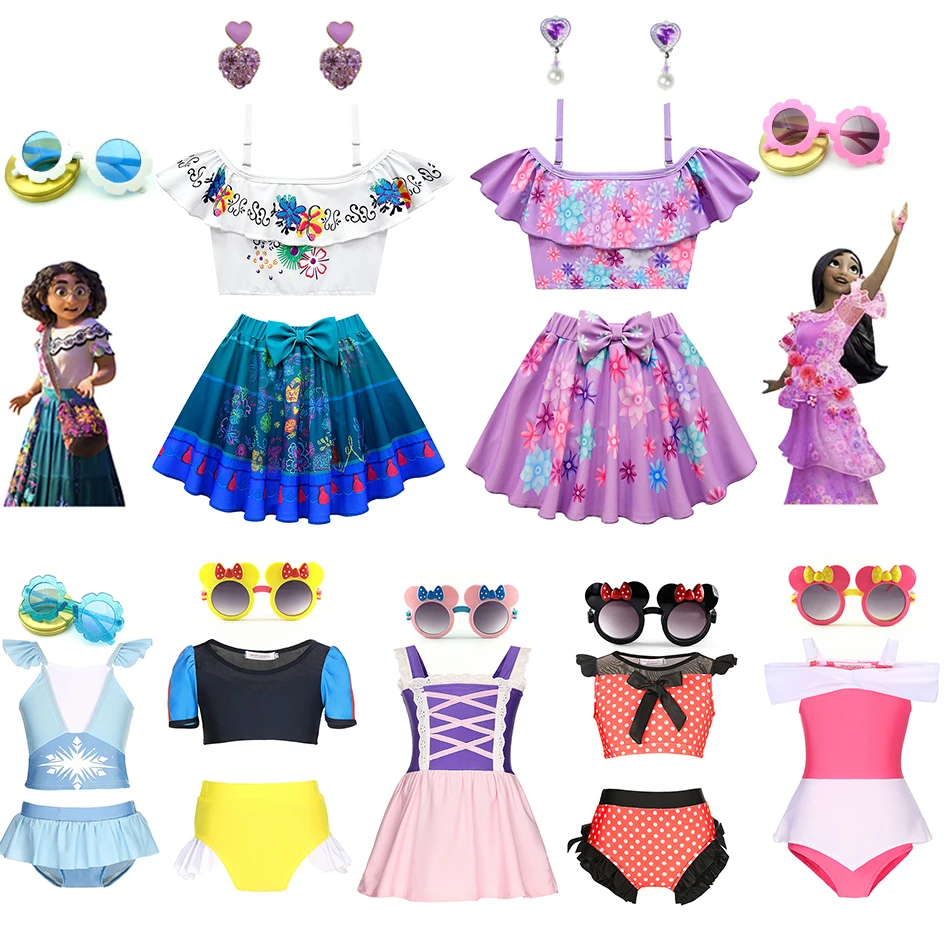 

2020 Disney Frozen Anna Elsa Princess Swimsuit Children's Mermaid Sophia Swimsuit Snow White & Isabella Ariel Two Piece Swimsuit