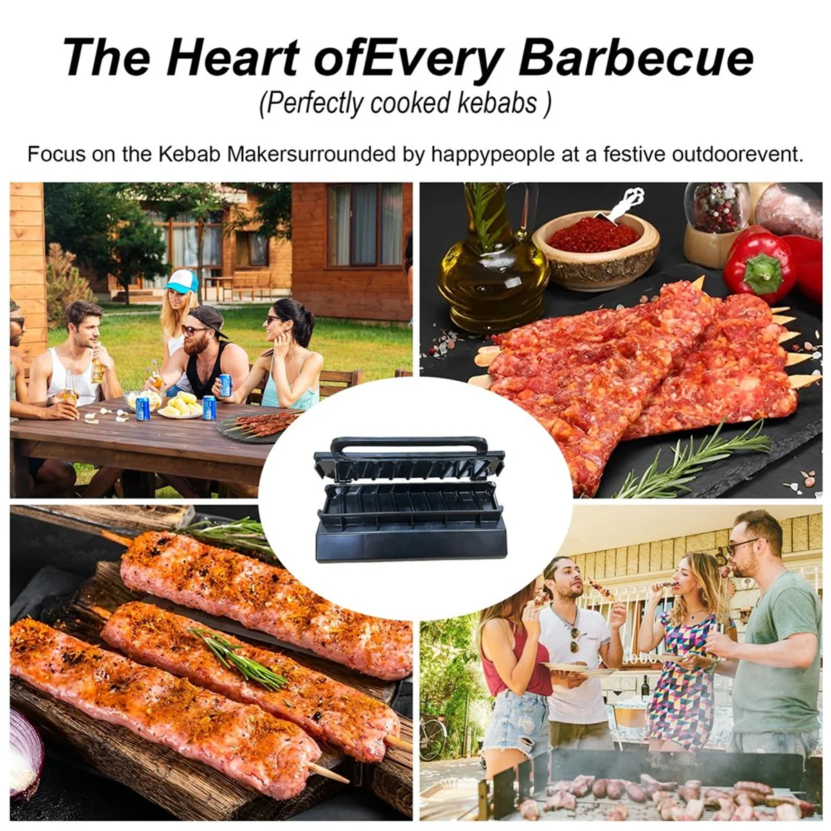 Большой пресс для кебаба черный пластиковый КАБАБ ручная форма кабаба Шпажки