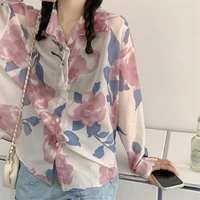 summer cover up women tops oversized korean fashion long sleeve tshirts women loose casual tops vintage ink panting tee shirt