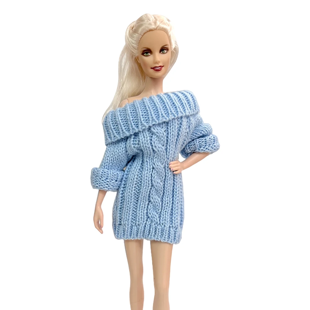 1 шт. голубой кукольный свитер платье вязаная одежда пальто из чистого хлопка