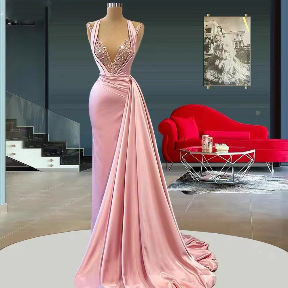 

pink prom dresses 2022 beaded crystal beaded evening dresses gowns sexy formal dress