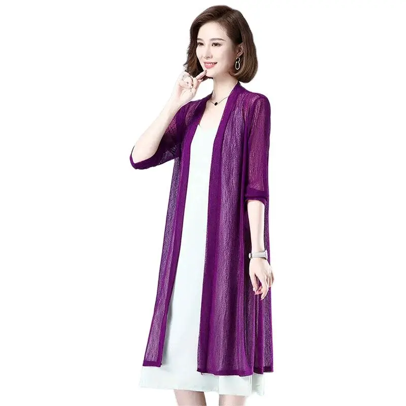 

Long Shawl Women's New Thin Coat Fashion Seven Sleeves Sunscreen Large Size Cardigan Online Celebrity Air Conditioning Shirt5XL