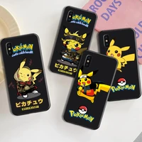 cartoon pikachu phone case for funda iphone 13 12 11 pro max 13 12 mini x xr xs max 6 6s 7 8 plus back etui carcasa black
