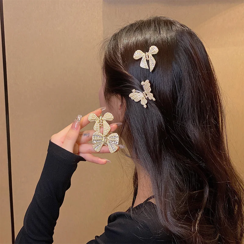 

Korean Bow Pearl Mini Hairpin Female Fashion Simple Side Small Clip Super Sweetie Fairy Backhead Head Cute Jewelry