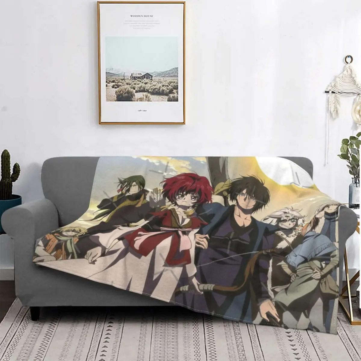 

Akatsuki No Yona-Manta a quadros para cama, manta de Anime con капуча, ropa de cama y fundas